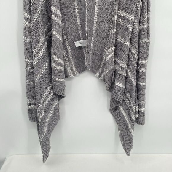 Maurices Shall Cardigan Open Front Knitted Gray White Stripe XL - Picture 2 of 7